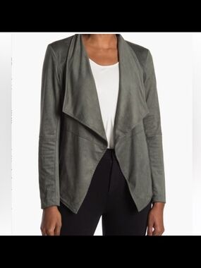 BB Dakota Olive Green Draped Open-Front Blazer
